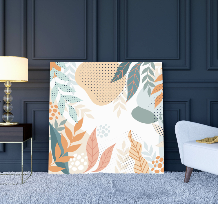 Flowers canvas with botanical leaf designs - TenStickers