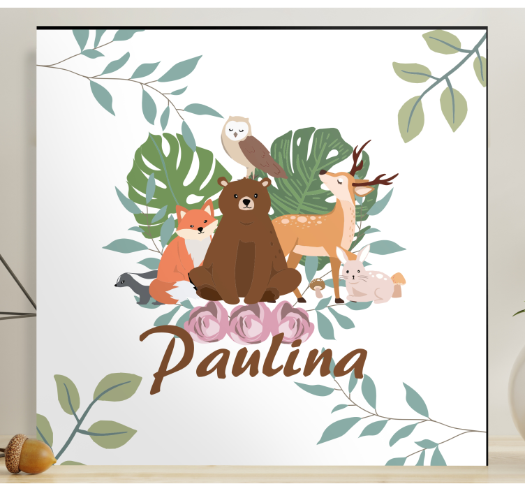 Forest animal with tropical leaves jungle theme canvas - TenStickers