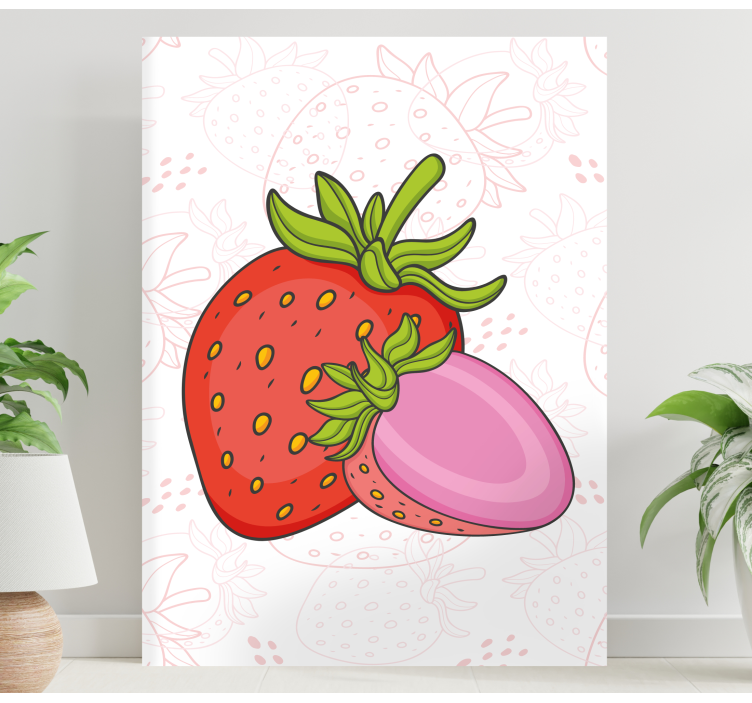 Fruit canvas wall art strawberry duo - TenStickers