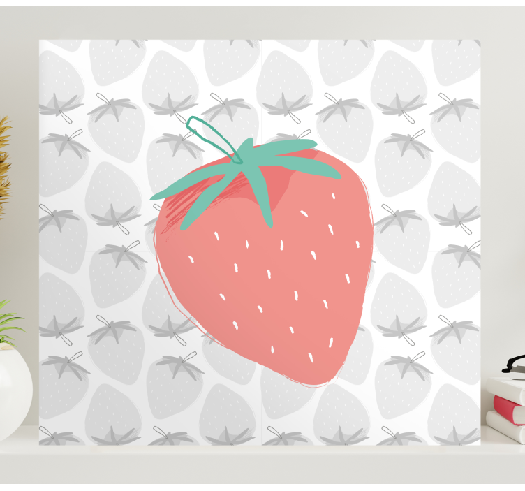 Fruit canvas wall art strawberry illustration - TenStickers