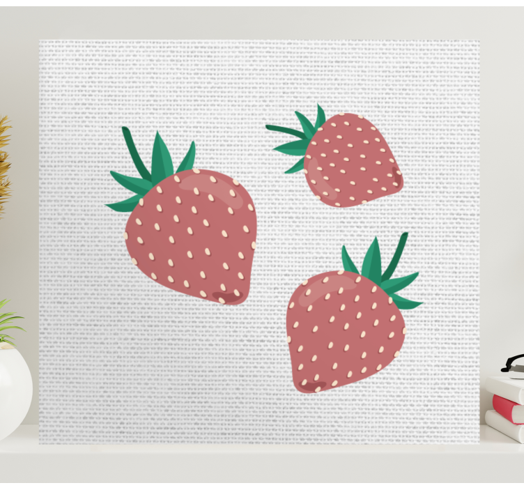 Fruit canvas wall art strawberry trio - TenStickers