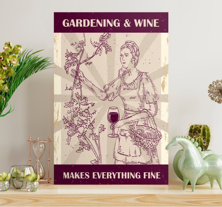 Gardening and wine retro canvas - TenStickers