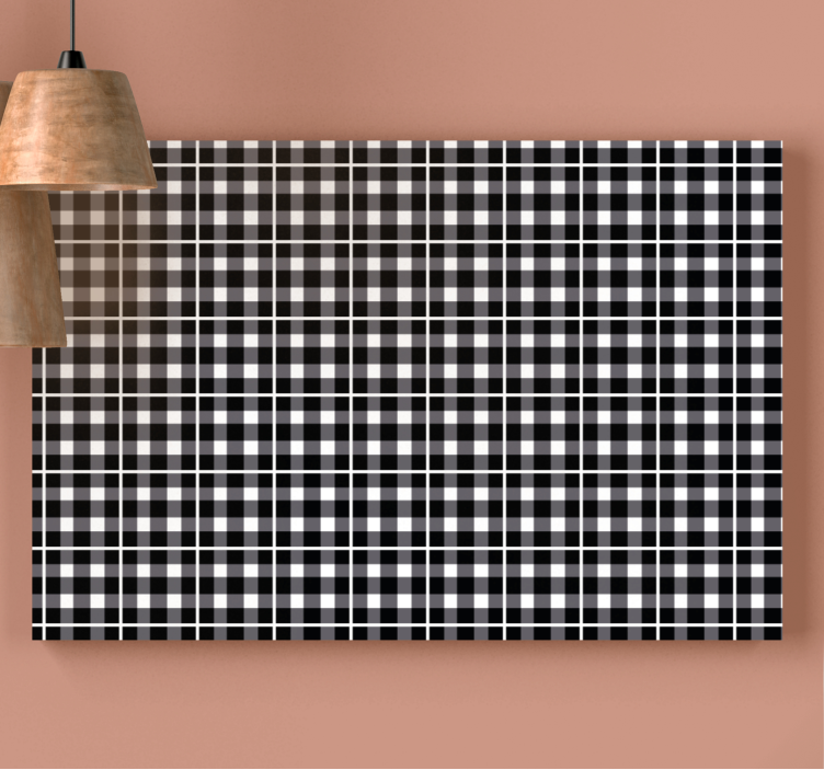 Geometric canvas black and white grid design - TenStickers