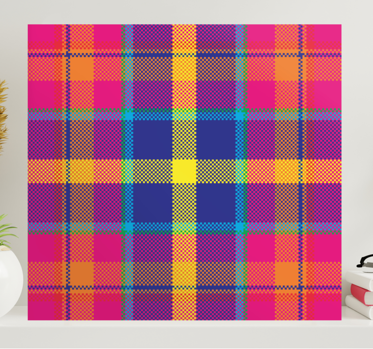 Geometric canvas colorful checkered design - TenStickers