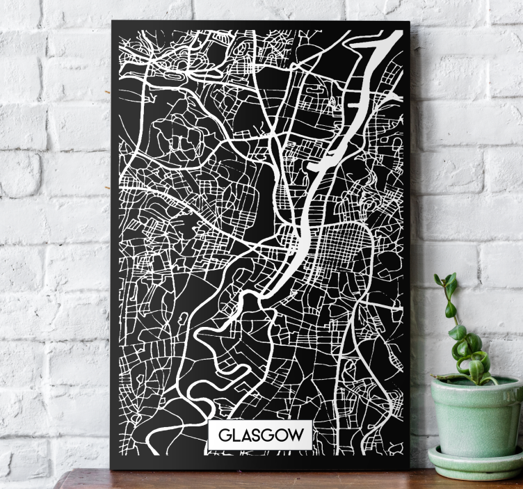 Glasgow Topographic Map city canvas prints - TenStickers
