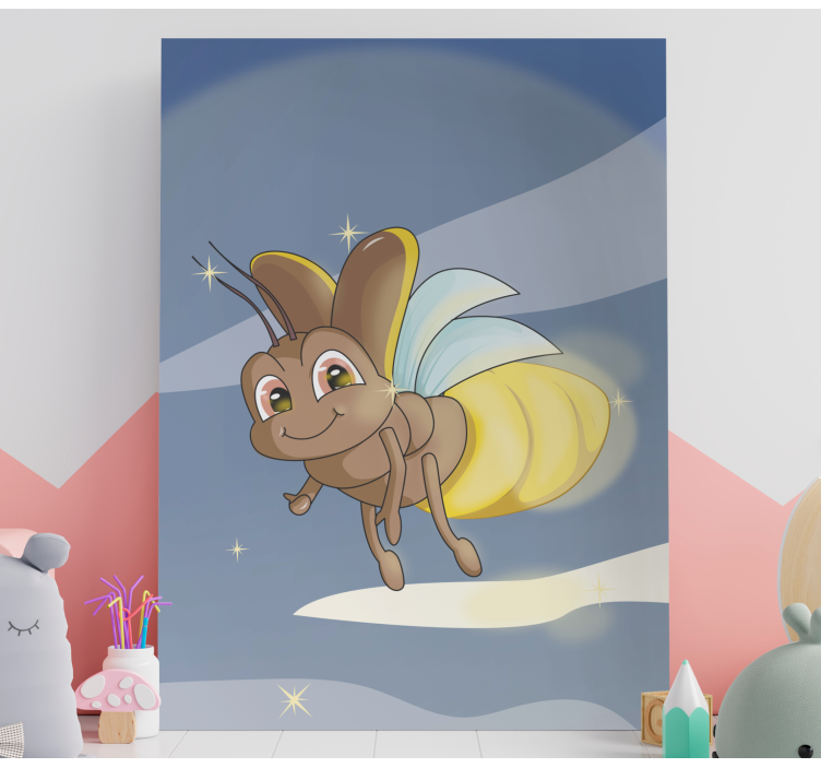 Happy flying insect bird canvas wall art - TenStickers
