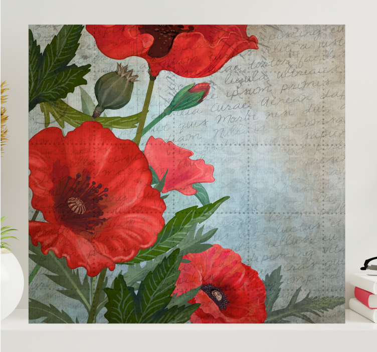 Lush red poppies flowers canvas - TenStickers