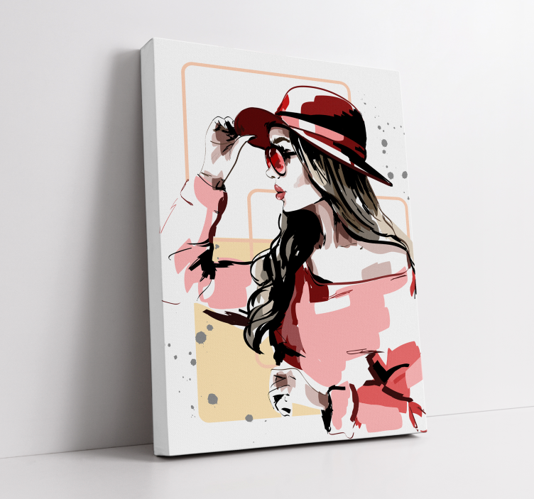 Modern woman model illustration canvas art - TenStickers