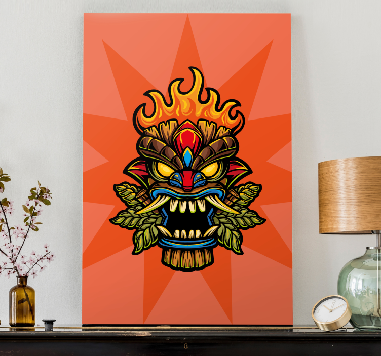 Music canvas art fiery tribal mask - TenStickers