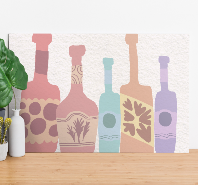 Ornamental canvas print colorful bottle shapes - TenStickers