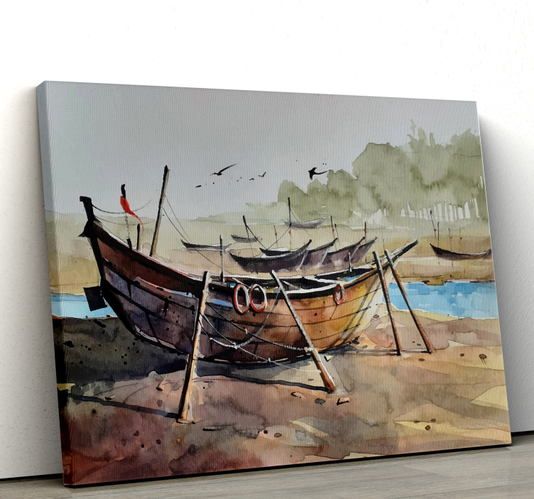 Painted Boat Nautical canvas print - TenStickers