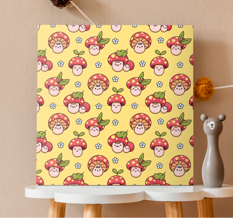 Mushroom Characters Canvas - TenStickers