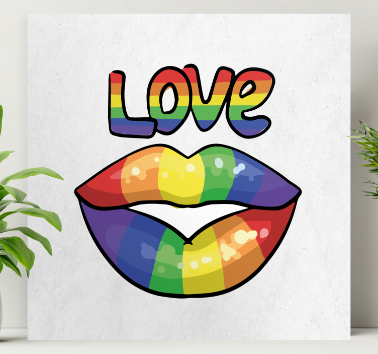 Quote canvas colorful love lips - TenStickers