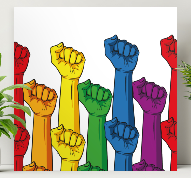 Quote canvas colorful raised fists - TenStickers