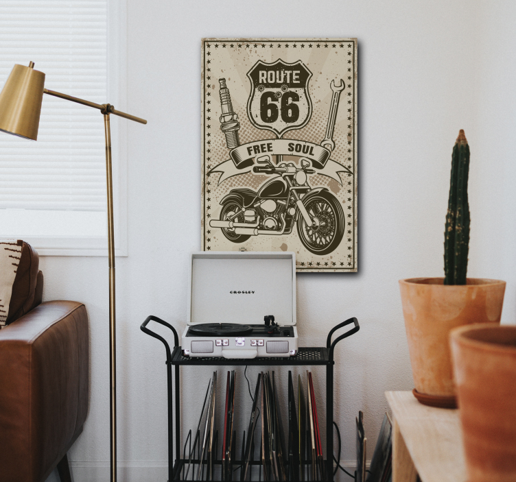 route 66 motorbike vintage wall prints - TenStickers