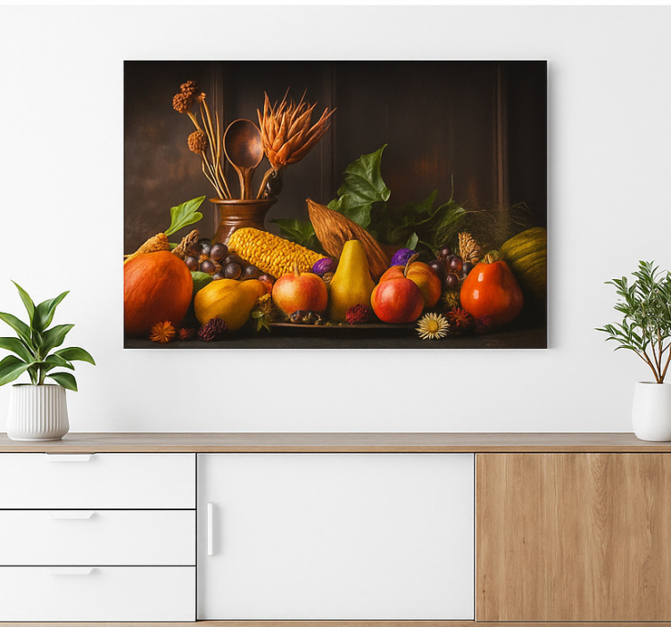 Rustic vegetables and fruits kitchen canvas print - TenStickers