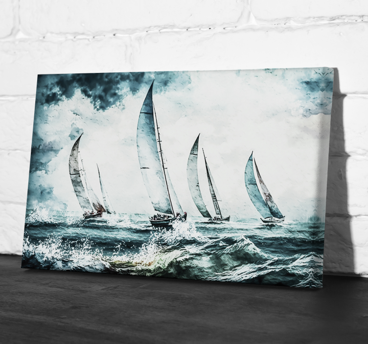 Sailboats at sea dining room canvas painting - TenStickers