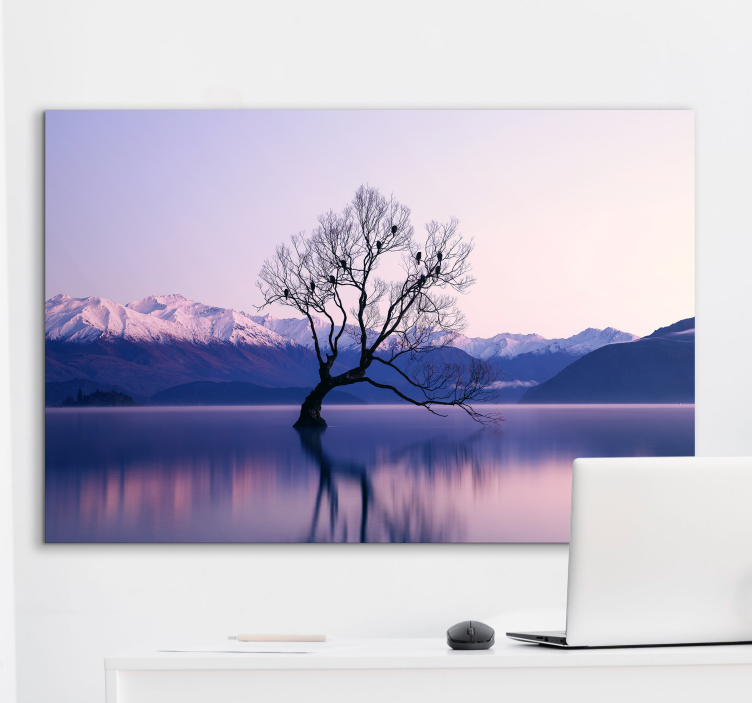 Serene mountain reverberation landscape canvas - TenStickers