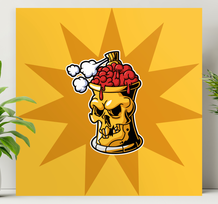 Skull brain graffiti spray container canvas - TenStickers