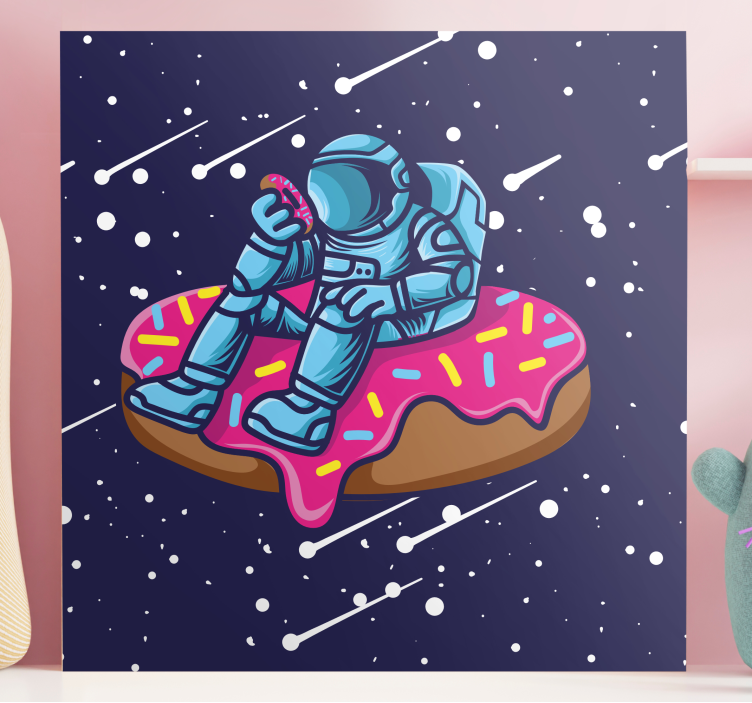 Spaceman on donut video game canvas print - TenStickers