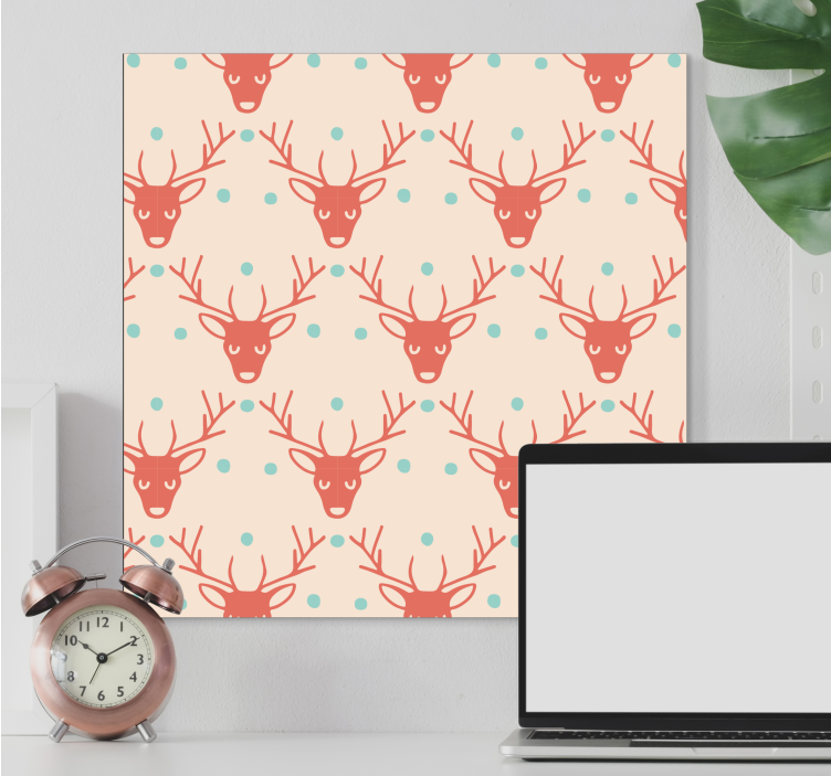 Stag canvas featuring stylized stag heads - TenStickers