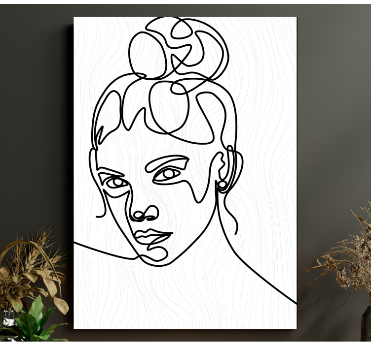 Stylized portrait outline people canvas - TenStickers