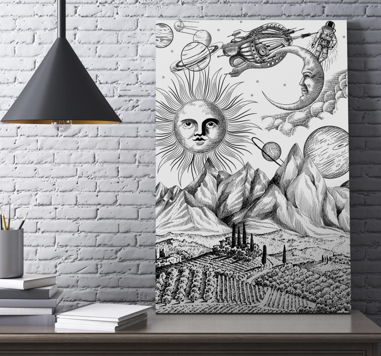 Sun and planet abstract wall art - TenStickers