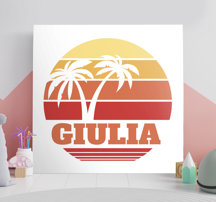 Sunset Palms Personalization custom canvas print - TenStickers
