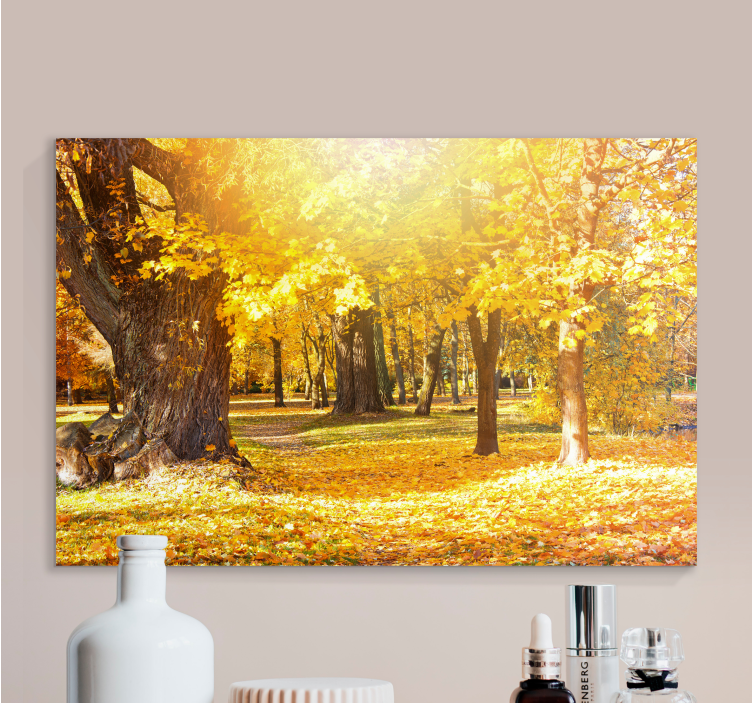 Tree canvas wall art fall woodland path - TenStickers