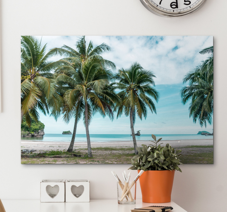 Tropical palm scene landscape canvas - TenStickers