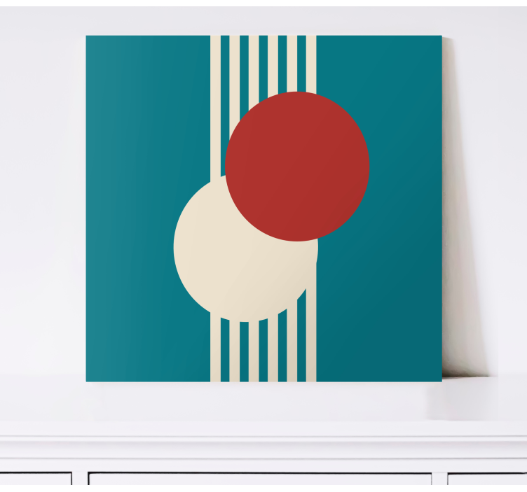 Two circles abstract art geometric canvas - TenStickers