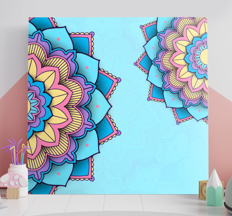 Two colorful  patterned mandala canvas wall art - TenStickers