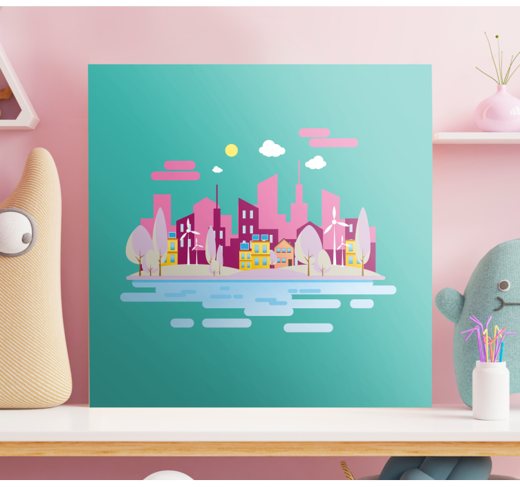 Vibrant cityscape cityscape wall art - TenStickers