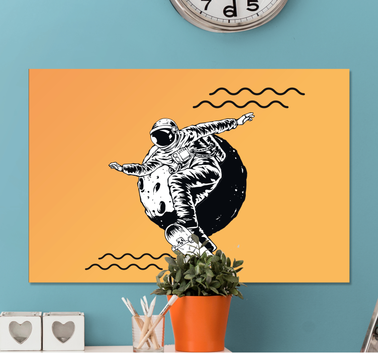 Video game canvas art cosmonaut skateboarding - TenStickers
