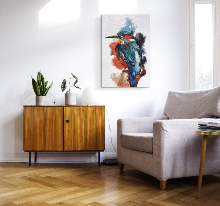 Watercolor kingfisher bird canvas art - TenStickers