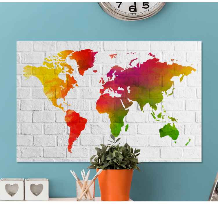 World map wall art colorful global map - TenStickers