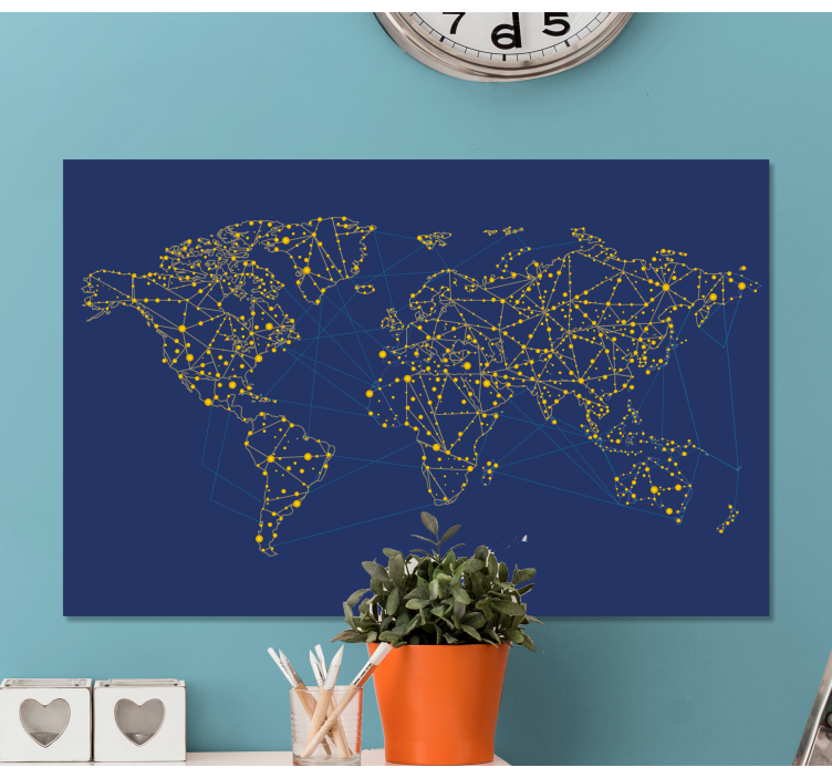 World map wall art network map design - TenStickers