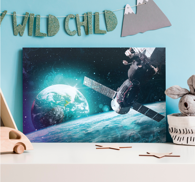 World map wall art space exploration artwork - TenStickers