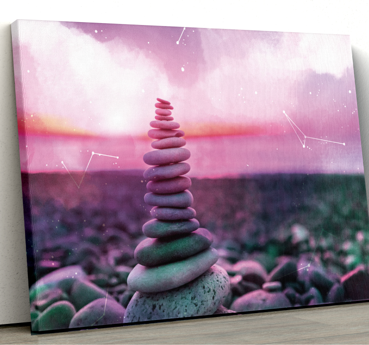 Zen canvas art balanced stone tower - TenStickers