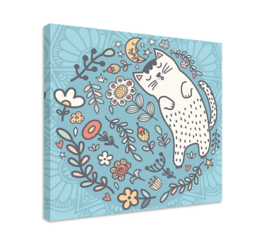 Adorable Cat mandala print wall art - TenStickers