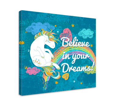 unicorn multicolour frase unicorn canvas wall art - TenStickers