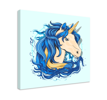 Shades of blue realistic unicorn canvas wall art - TenStickers