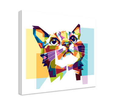 Geometric cat wall art canvas - TenStickers