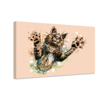 Cute Painted Cat wall art canvas - TenStickers