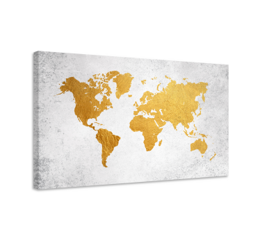 Mapamundi dorado world map art canvas - TenStickers