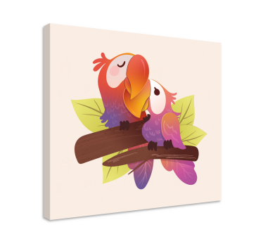 Cat wall art loving parrots embrace - TenStickers