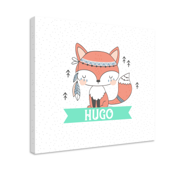 Ethnical fox with name animal canvas - TenStickers
