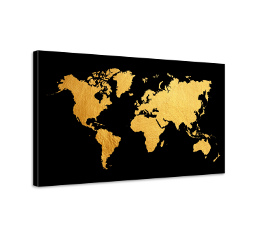 Black and Gold  world map art canvas - TenStickers