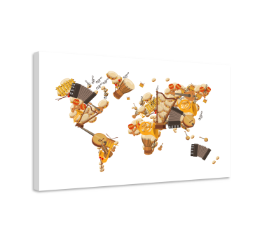Musical Instrument world map art canvas - TenStickers