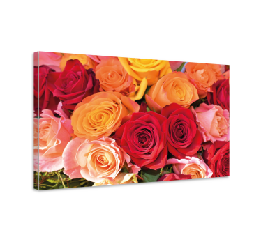 Orange red and pink roses floral canvas - TenStickers